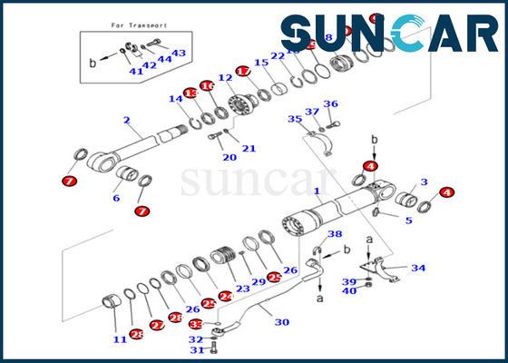 کیت سیل سیلندر بوم 721-98-00560 7219800560 برای PC490LC-10 PC490HRD-11E0 کیت تعمیر سیل سیلندر بوم کوماتسو
