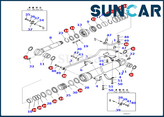 Komatsu 721-98-00220 7219800220 کیت مهر و موم سیلندر بازو کیت سطل آب بندی سیلندر برای PC650LC-11 PC700LC-11
