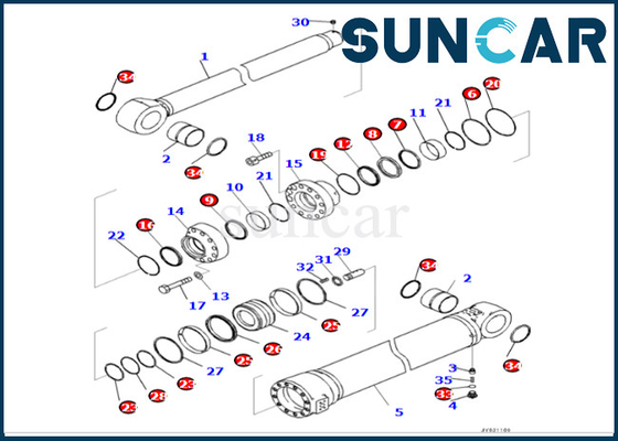 کیت سیل سیلندر بازوی کوماتسو کیت تعمیر سیل سیلندر بازو 721-98-01750 7219801750 PC490LCI-11