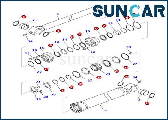 کیت سطل سیل سیلندر کوماتسو 721-98-01740 721-98-01740 برای کیت تعمیر سیلندر سطلی PC490LCI-11