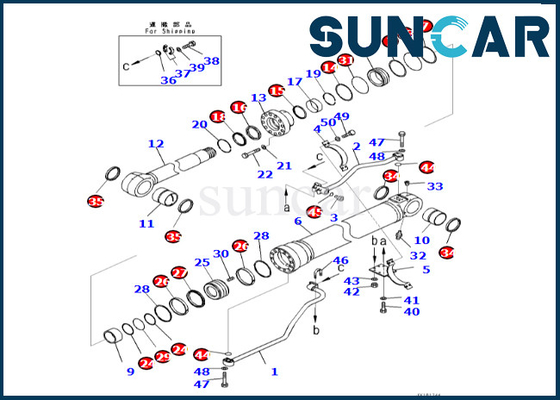 کیت تعمیر سیلندر بوم 721-98-03990 7219803990 کیت مهر و موم سیلندر بوم کوماتسو برای PC500LC-10R PC500LC-10M0