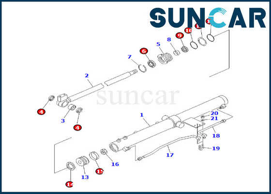 707-98-12320 7079812320 کیت مهر و موم سیلندر بازوی اسلاید برای PC50UU-2 کیت مهر و موم تعمیر سیلندر بازوی کشویی Komatsu