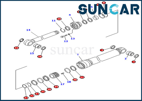 707-99-68500 7079968500 کیت خدمات سیلندر افست مناسب برای کیت مهر و موم بیل مکانیکی کوماتسو PC400LC-6Z