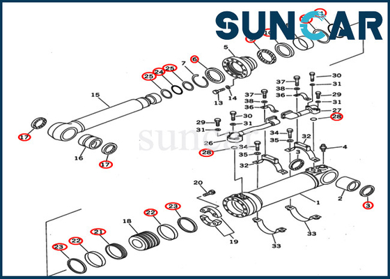 کیت آب بندی روغن سیلندر بوم 707-99-67140 تعویض کیت سرویس مناسب KOMATSU PC400ST-6 PC400ST-6LC