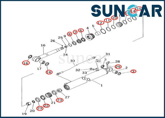 کیت سرویس سیلندر بازویی 707-99-35230 7079935230 کیت مهر و موم سیلندر بازویی مناسب PC60-7 PC60-7S Komatsu