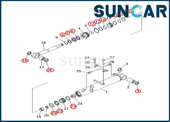 کیت تعمیر سیلندر بوم 7079936630 707-99-36630 کوماتسو PC60-7 PC60-7S کیت آب بندی سیلندر بوم