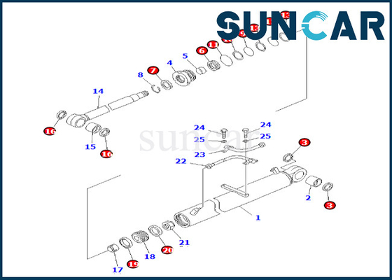 کیت سرویس سیلندر بوم 7079836590 707-98-36590 کیت مهر و موم سیلندر بوم Komatsu Fits PC60-7 PC60-7S