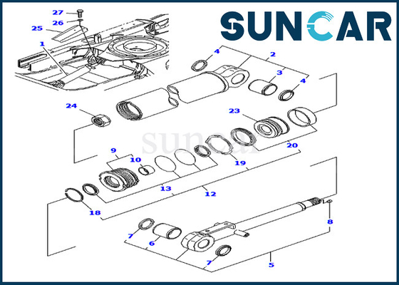 کیت مهر و موم تعمیر سیلندر تیغه YM172151-72940 کیت سرویس کوماتسو برای بیل مکانیکی PC40FR-1 مدل PC50FR-1