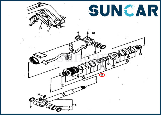 YM172164-72370 YM17216472370 کیت مهر روغن سیلندر بوم برای PC40FR-1 PC40FR-2 قطعات داخلی Komatsu