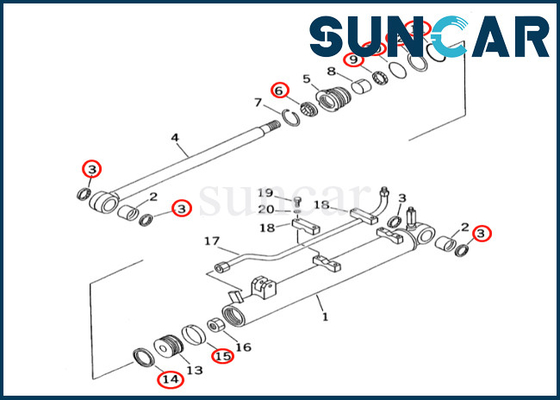 کیت تعمیر سیل سیلندر ترسکوپی کوماتسو 707-98-15680 7079815680 برای PC60-7 PC60-7E کیت تعمیر سیلندر تراسکوپی