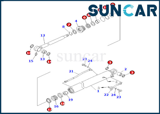 کیت آب بندی سیلندر سطل 707-99-26690 7079926690 کیت آب بندی سیلندر سطل مناسب PC60-7