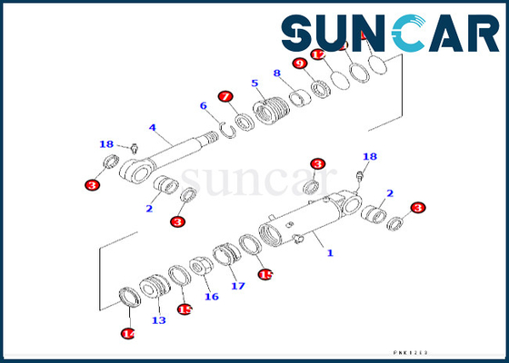 707-98-43170 7079843170 کیت آب بندی سیلندر تیغه برای PC60-7E PC60-7 کیت آب بندی سیلندر تیغه کوماتسو