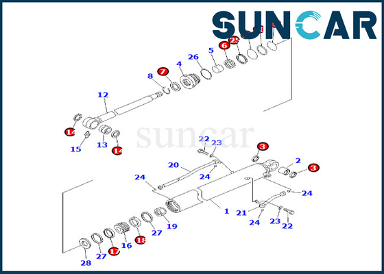 کوماتسو 707-99-26710 7079926710 کیت آب بندی سیلندر سطلی برای کیت آب بندی سیلندر سطل PC60-8 PC70-8