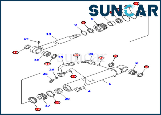 کیت تعمیر مهر و موم بازو 707-98-25350 کیت سیلندر مناسب PC40MR-1 PC40MR-2 Komatsu Overseas Spec.