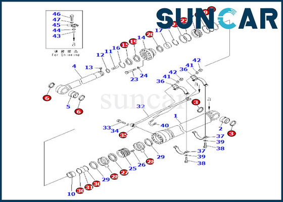 7079976300 707-99-76300 کیت آب بندی سیلندر بازویی کوماتسو برای PC600-8 کیت آب بندی سیلندر بازویی PC600-8R