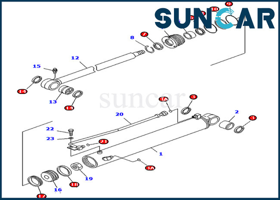 قطعات داخلی کوماتسو 707-98-25710 PC40MR-1 PC40MRX-1 بیل مکانیکی چرخاندن سیلندر کیت مهر و موم