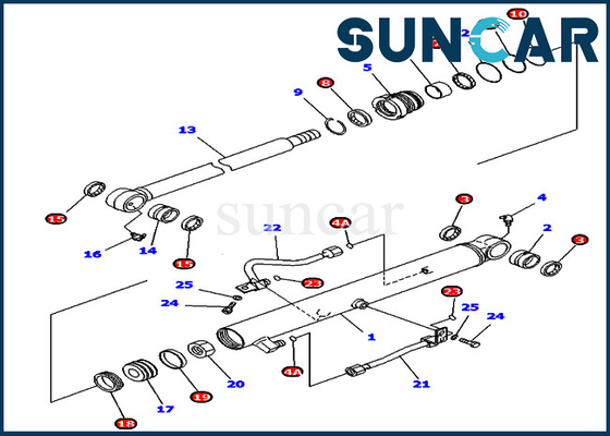 کیت مهر و موم تعمیر سیلندر PC40MRX-1 PC45MRX-1 Komatsu 707-98-25970 سطل برای بیل مکانیکی آمریکای شمالی