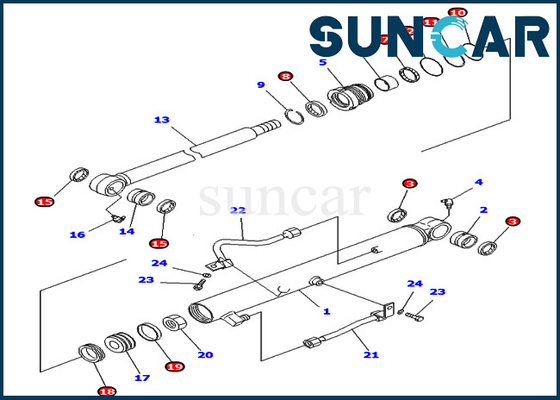 کیت مهر و موم سطل کوماتسو 707-98-15690 7079815690 کیت سرویس سیلندر مناسب بیل مکانیکی PC40MR-1 PC40R-8