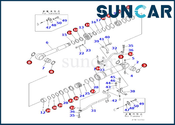 707-99-76131 7079976131 کیت سیل سیلندر بوم کوماتسو برای PC600-8 PC600-8R کیت تعمیر سیلندر بوم