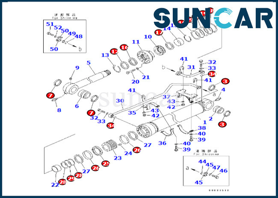 کیت آب بندی سیلندر سطل 707-99-69790 7079969790 برای PC600-8 PC600-8R کیت آب بندی سطل سیلندر کوماتسو