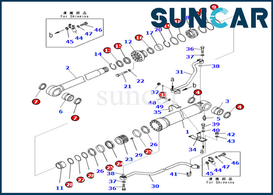 کیت سیل سیلندر بوم 7079968481 707-99-68481 برای PC700LC-8E0 PC650LC-8E0 کیت تعمیر سیلندر بوم کوماتسو