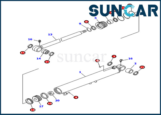 707-98-29510 7079829510 کیت مهر و موم سیلندر سوئیینگ بوم برای ماشین PC40MR-2 Komatsu