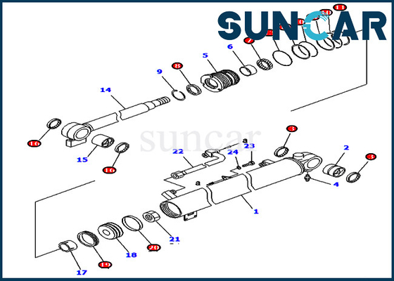 کیت تعمیر مهر و موم سیلندر بوم KOMATSU 707-98-34610 7079834610 برای مدل های تجهیزات PC40R-8 PC45R-8
