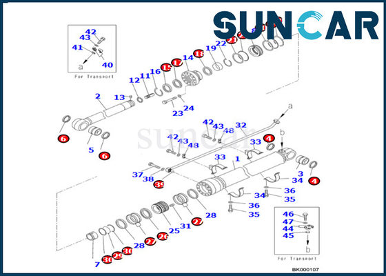 کیت سیل سیلندر بازوی کوماتسو 707-99-76380 7079976380 کیت تعمیر سیل سیلندر بازو برای PC700LC-8E0 PC650LC-8E0