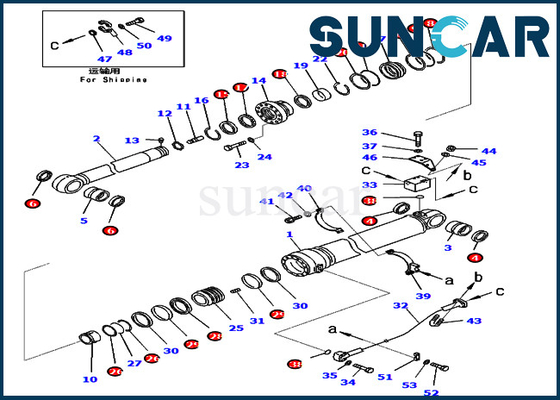 7079969460 قطعات بیل مکانیکی PC450-8 PC430-8 Komatsu 707-99-69460 کیت خدمات کیت مهر و موم سیلندر بازو