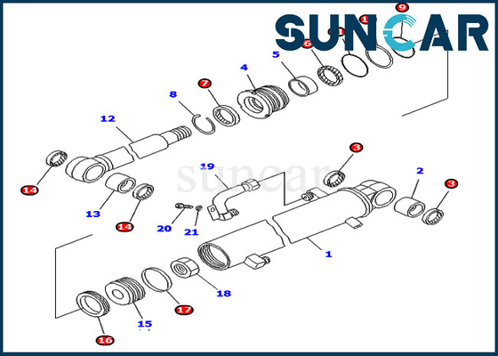 707-98-25820 7079825820 کیت سرویس سیلندر بازویی برای PC45-1 PC50UD-2 PC50UU-2 قطعات داخلی کوماتسو