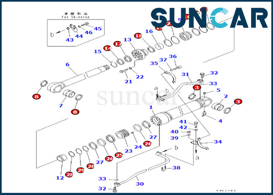 کوماتسو 7079968680 707-99-68680 کیت آب بندی سیلندر بوم متناسب با کیت آب بندی سیلندر بوم PC600LC-6A