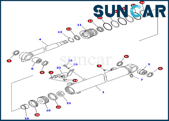 707-98-25750 7079825750 کیت مهر و موم سیلندر بوم متناسب با قطعات داخلی Komatsu PC45MR-3 PC55MR-3