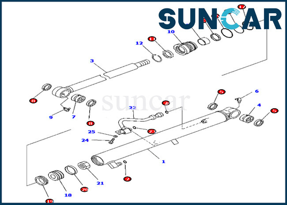 کیت تعمیرات مهر و موم بازوی کوماتسو 707-98-15770 7079815770 قطعات سرویس سیلندر بیل مکانیکی PC45MR-3