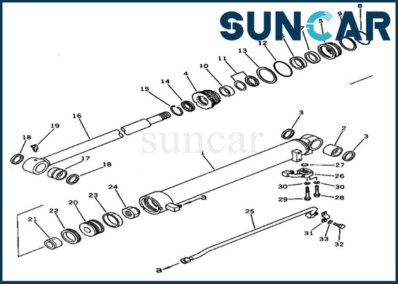 PC60U-3 Komatsu 201-63-33300 2016333300 کیت آب بندی سیلندر بازو کیت تعویض هیدرولیک مهر و موم
