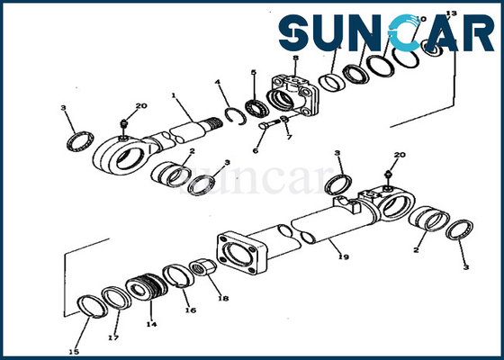 209-63-96101 2096396101 کیت سرویس سیلندر کمپرسی پایین مناسب برای کیت تعمیرات کوماتسو مدل PC650-1
