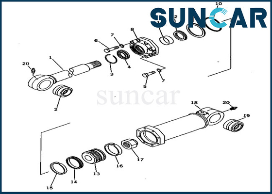 209-63-86401 2096386401 کیت خدمات سیلندر جبرانی بیل مکانیکی لودر PC650-1 کیت مهر و موم کوماتسو