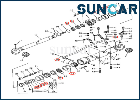 707-99-77240 7079977240 کیت تعمیر سیل سیلندر بازو برای بیل مکانیکی کوماتسو PC650-3 PC650LC-5 PC710-5