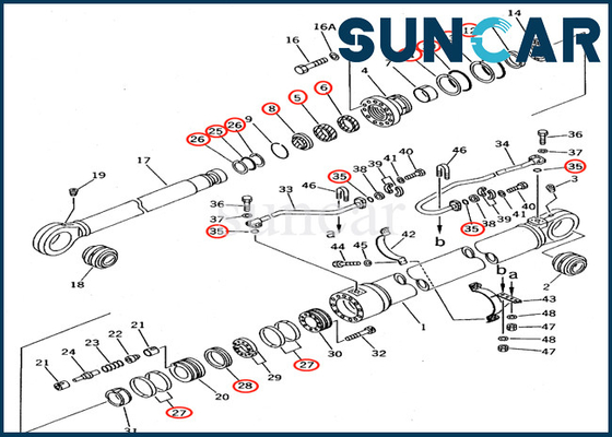 PC650-5 PC710-5 قطعات کیت سرویس کوماتسو 707-99-77220 7079977220 کیت آب بندی روغن سیلندر بوم