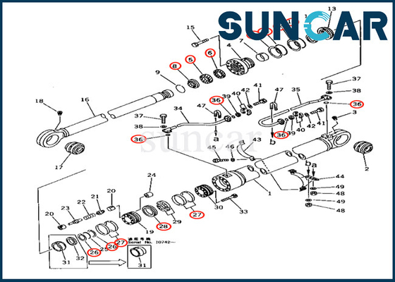 کیت سرویس سیلندر بوم کوماتسو 707-99-68600 7079968600 برای لودر مدل PC650-3 PC650-5
