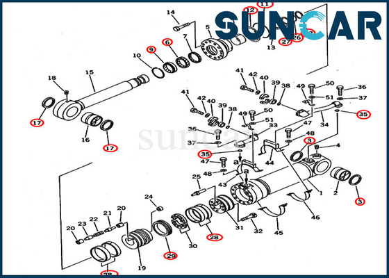 کیت سرویس بیل مکانیکی کمپرسی پایین 707-99-56300 مدل های PC650LC-3 PC650LC-5 کیت مهر و موم سیلندر کوماتسو