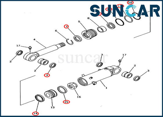 کیت تعمیر مهر و موم سیلندر تیغه 707-98-43130 7079843130 برای قطعات سرویس PC60-7 PC70-7 PC70-7E