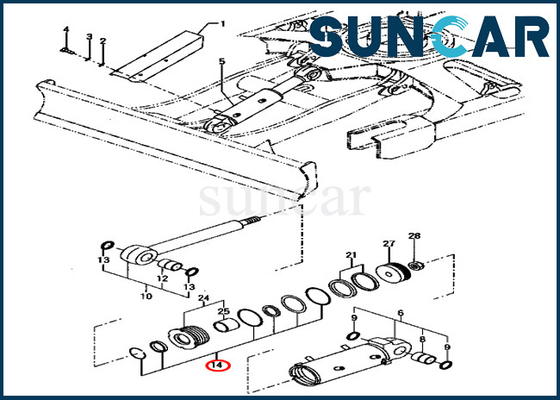 YM172187-72040 YM17218772040 کیت تعمیر سیلندر تیغه بیل مکانیکی کیت آب بندی کوماتسو PC70FR-1